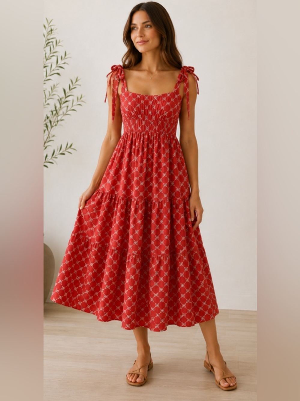 ASOS Design Tie Strap Broderie Maxi Dress